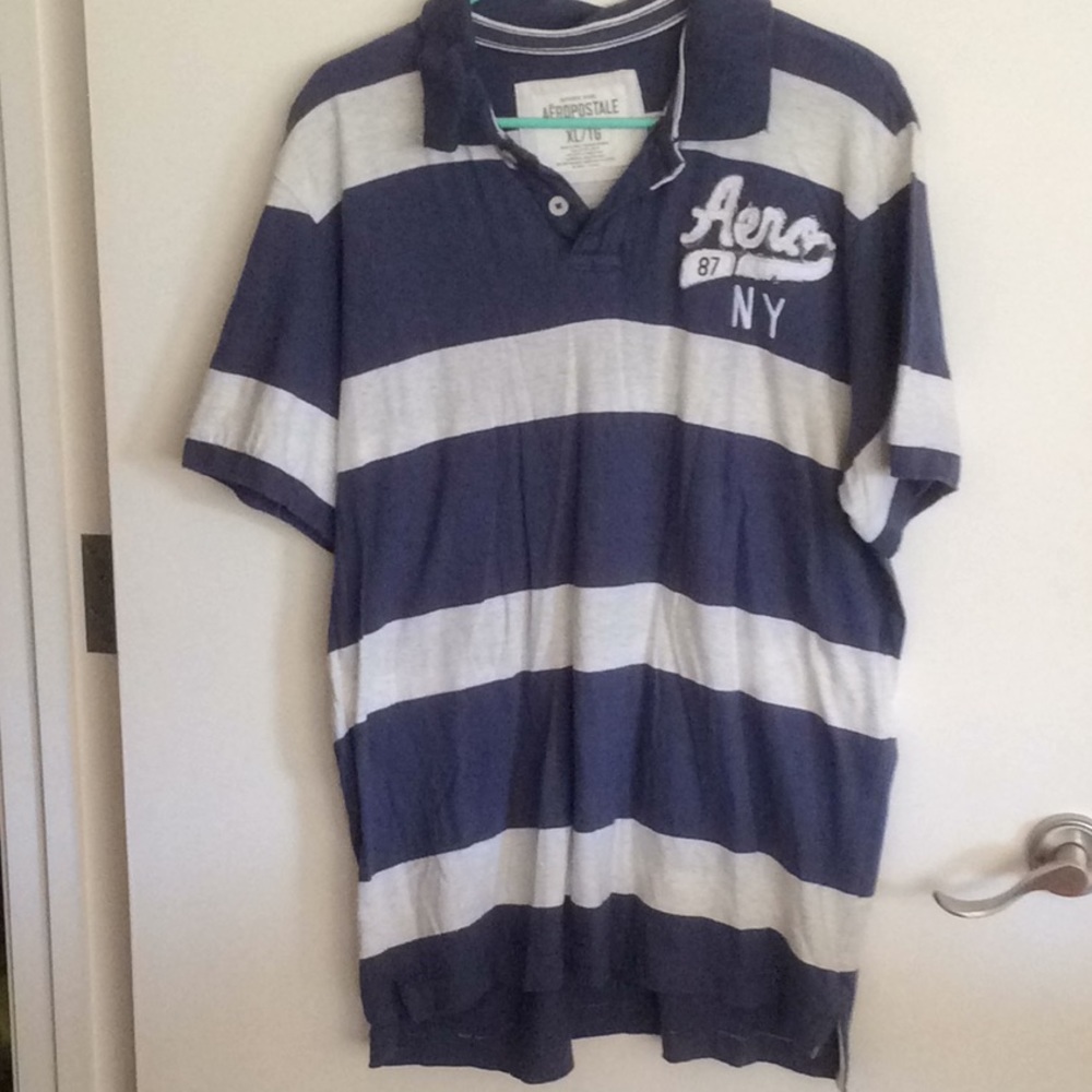 Men’s XL Aeropostale polo shirt  blue/white stripe
